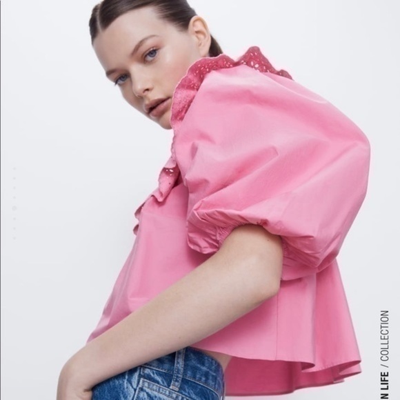 ZARA RUFFLED POPLIN TOP 7521/002 - Picture 6 of 13